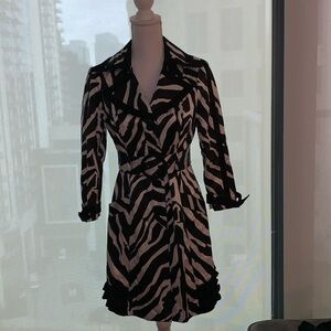 Y2K Bebe Zebra Trench Coat Small